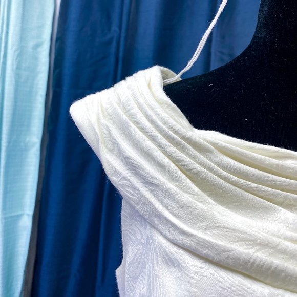 Classy Minimalist Wedding Dress Adrianna Papell Luxury Mid-Length Gown Size 4 - Picture 8 of 14